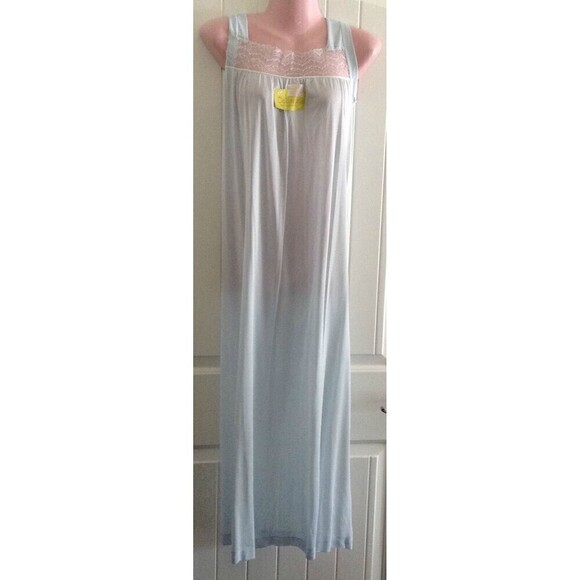 Vintage Collegiate Women's Nightgown Small Blue Knit Rayon New Old Stock - Picture 1 of 4